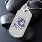 Calavera Mexican Sugar Dia de Los Muertos Purple Necklace Stainless Steel or 18k Gold Dog Tag 24" Chain-Express Your Love Gifts