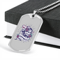 Calavera Mexican Sugar Dia de Los Muertos Purple Necklace Stainless Steel or 18k Gold Dog Tag 24" Chain-Express Your Love Gifts