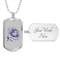 Calavera Mexican Sugar Dia de Los Muertos Purple Necklace Stainless Steel or 18k Gold Dog Tag 24" Chain-Express Your Love Gifts