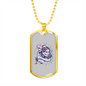 Calavera Mexican Sugar Dia de Los Muertos Purple Necklace Stainless Steel or 18k Gold Dog Tag 24" Chain-Express Your Love Gifts