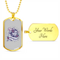 Calavera Mexican Sugar Dia de Los Muertos Purple Necklace Stainless Steel or 18k Gold Dog Tag 24" Chain-Express Your Love Gifts