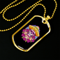 Calavera Mexican Sugar Dia De Los Muertos Sugar Skull Necklace Stainless Steel or 18k Gold Dog Tag 24" Chain-Express Your Love Gifts