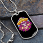 Calavera Mexican Sugar Dia De Los Muertos Sugar Skull Necklace Stainless Steel or 18k Gold Dog Tag 24" Chain-Express Your Love Gifts