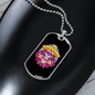 Calavera Mexican Sugar Dia De Los Muertos Sugar Skull Necklace Stainless Steel or 18k Gold Dog Tag 24" Chain-Express Your Love Gifts
