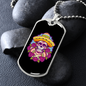 Calavera Mexican Sugar Dia De Los Muertos Sugar Skull Necklace Stainless Steel or 18k Gold Dog Tag 24" Chain-Express Your Love Gifts