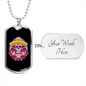 Calavera Mexican Sugar Dia De Los Muertos Sugar Skull Necklace Stainless Steel or 18k Gold Dog Tag 24" Chain-Express Your Love Gifts