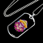 Calavera Mexican Sugar Dia De Los Muertos Sugar Skull Necklace Stainless Steel or 18k Gold Dog Tag 24" Chain-Express Your Love Gifts