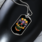 Calavera Mexican Sugar Flower Skull Necklace Stainless Steel or 18k Gold Dog Tag 24" Chain-Express Your Love Gifts