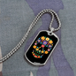 Calavera Mexican Sugar Flower Skull Necklace Stainless Steel or 18k Gold Dog Tag 24" Chain-Express Your Love Gifts