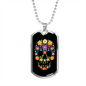 Calavera Mexican Sugar Flower Skull Necklace Stainless Steel or 18k Gold Dog Tag 24" Chain-Express Your Love Gifts