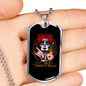 Calavera Mexican Sugar Gun and Rose Santa Muerte Necklace Stainless Steel or 18k Gold Dog Tag 24" Chain-Express Your Love Gifts