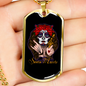 Calavera Mexican Sugar Gun and Rose Santa Muerte Necklace Stainless Steel or 18k Gold Dog Tag 24" Chain-Express Your Love Gifts