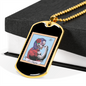 Calavera Mexican Sugar LaChingona Necklace Stainless Steel or 18k Gold Dog Tag 24" Chain-Express Your Love Gifts