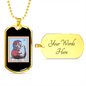 Calavera Mexican Sugar LaChingona Necklace Stainless Steel or 18k Gold Dog Tag 24" Chain-Express Your Love Gifts
