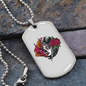 Calavera Mexican Sugar Mexican Fire Girl Necklace Stainless Steel or 18k Gold Dog Tag 24" Chain-Express Your Love Gifts