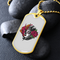 Calavera Mexican Sugar Mexican Fire Girl Necklace Stainless Steel or 18k Gold Dog Tag 24" Chain-Express Your Love Gifts