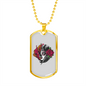 Calavera Mexican Sugar Mexican Fire Girl Necklace Stainless Steel or 18k Gold Dog Tag 24" Chain-Express Your Love Gifts