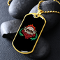 Calavera Mexican Sugar Muertos with Flowers Necklace Stainless Steel or 18k Gold Dog Tag 24" Chain-Express Your Love Gifts