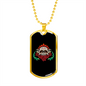 Calavera Mexican Sugar Muertos with Flowers Necklace Stainless Steel or 18k Gold Dog Tag 24" Chain-Express Your Love Gifts