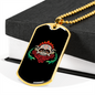 Calavera Mexican Sugar Muertos with Flowers Necklace Stainless Steel or 18k Gold Dog Tag 24" Chain-Express Your Love Gifts