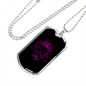 Calavera Mexican Sugar Pink Skull Necklace Stainless Steel or 18k Gold Dog Tag 24" Chain-Express Your Love Gifts