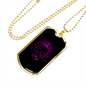 Calavera Mexican Sugar Pink Skull Necklace Stainless Steel or 18k Gold Dog Tag 24" Chain-Express Your Love Gifts