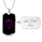 Calavera Mexican Sugar Pink Skull Necklace Stainless Steel or 18k Gold Dog Tag 24" Chain-Express Your Love Gifts