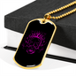 Calavera Mexican Sugar Pink Skull Necklace Stainless Steel or 18k Gold Dog Tag 24" Chain-Express Your Love Gifts