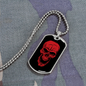 Calavera Mexican Sugar Red Skull Necklace Stainless Steel or 18k Gold Dog Tag 24" Chain-Express Your Love Gifts