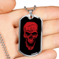 Calavera Mexican Sugar Red Skull Necklace Stainless Steel or 18k Gold Dog Tag 24" Chain-Express Your Love Gifts
