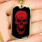 Calavera Mexican Sugar Red Skull Necklace Stainless Steel or 18k Gold Dog Tag 24" Chain-Express Your Love Gifts