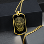 Calavera Mexican Sugar Skull 1 Necklace Stainless Steel or 18k Gold Dog Tag 24" Chain-Express Your Love Gifts