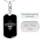 Calavera Mexican Sugar Skull 10 Keychain Stainless Steel or 18k Gold Dog Tag Keyring-Express Your Love Gifts
