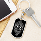 Calavera Mexican Sugar Skull 100 Keychain Stainless Steel or 18k Gold Dog Tag Keyring-Express Your Love Gifts
