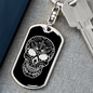 Calavera Mexican Sugar Skull 12 Keychain Stainless Steel or 18k Gold Dog Tag Keyring-Express Your Love Gifts