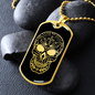 Calavera Mexican Sugar Skull 12 Necklace Stainless Steel or 18k Gold Dog Tag 24" Chain-Express Your Love Gifts