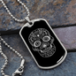 Calavera Mexican Sugar Skull 120 Necklace Stainless Steel or 18k Gold Dog Tag 24" Chain-Express Your Love Gifts