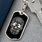 Calavera Mexican Sugar Skull 121 Keychain Stainless Steel or 18k Gold Dog Tag Keyring-Express Your Love Gifts