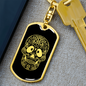 Calavera Mexican Sugar Skull 121 Keychain Stainless Steel or 18k Gold Dog Tag Keyring-Express Your Love Gifts