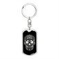 Calavera Mexican Sugar Skull 121 Keychain Stainless Steel or 18k Gold Dog Tag Keyring-Express Your Love Gifts