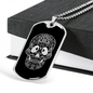 Calavera Mexican Sugar Skull 121 Necklace Stainless Steel or 18k Gold Dog Tag 24" Chain-Express Your Love Gifts