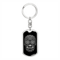 Calavera Mexican Sugar Skull 122 Keychain Stainless Steel or 18k Gold Dog Tag Keyring-Express Your Love Gifts