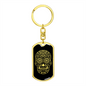 Calavera Mexican Sugar Skull 122 Keychain Stainless Steel or 18k Gold Dog Tag Keyring-Express Your Love Gifts
