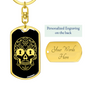 Calavera Mexican Sugar Skull 124 Keychain Stainless Steel or 18k Gold Dog Tag Keyring-Express Your Love Gifts