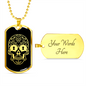 Calavera Mexican Sugar Skull 124 Necklace Stainless Steel or 18k Gold Dog Tag 24" Chain-Express Your Love Gifts