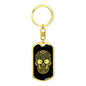 Calavera Mexican Sugar Skull 125 Keychain Stainless Steel or 18k Gold Dog Tag Keyring-Express Your Love Gifts