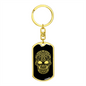 Calavera Mexican Sugar Skull 126 Keychain Stainless Steel or 18k Gold Dog Tag Keyring-Express Your Love Gifts