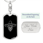 Calavera Mexican Sugar Skull 13 Keychain Stainless Steel or 18k Gold Dog Tag Keyring-Express Your Love Gifts