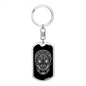 Calavera Mexican Sugar Skull 131 Keychain Stainless Steel or 18k Gold Dog Tag Keyring-Express Your Love Gifts