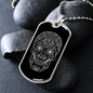 Calavera Mexican Sugar Skull 131 Necklace Stainless Steel or 18k Gold Dog Tag 24" Chain-Express Your Love Gifts